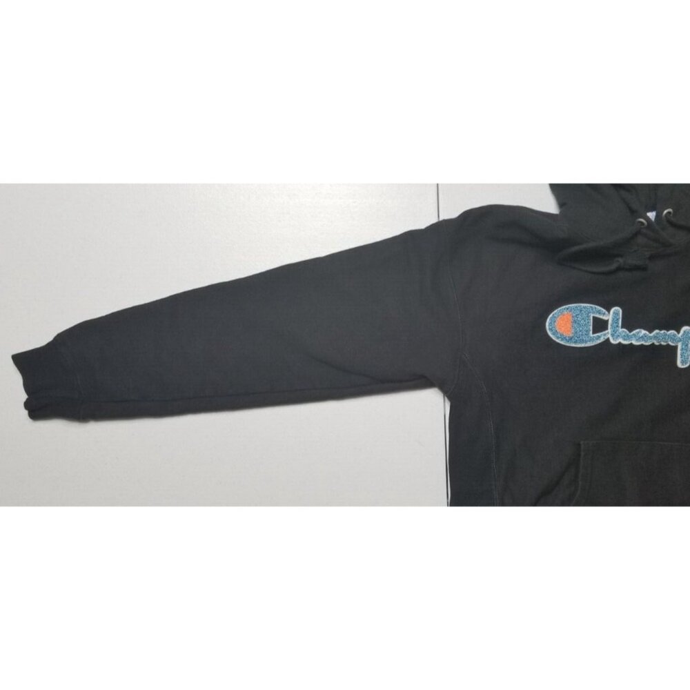 Champion Big Logo Reverse Weave Black Hoodie Hooded Sweatshirt Women's Small - Picture 11 of 14